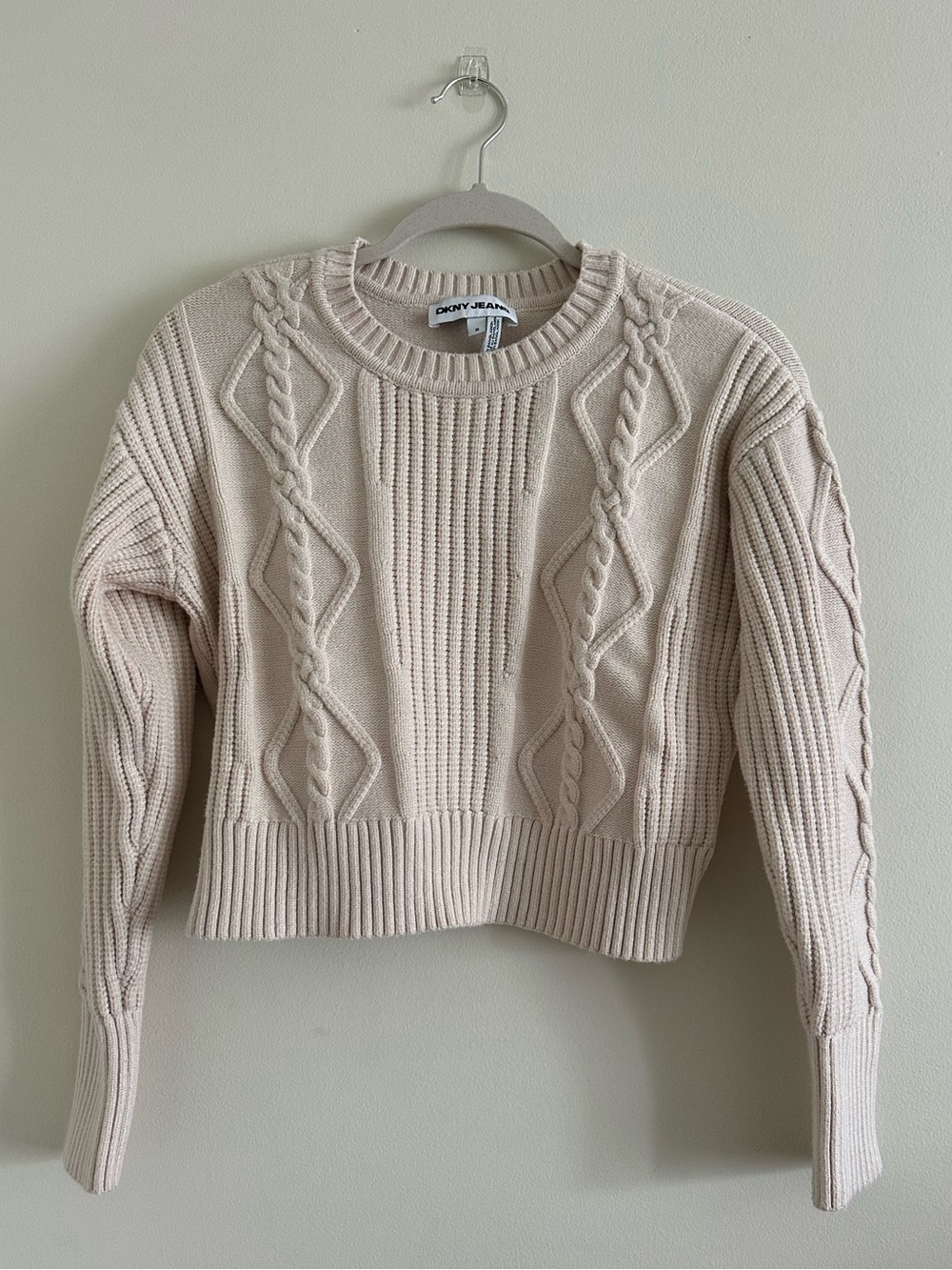 Dkny Cream Cable-Knit Crew Sweater